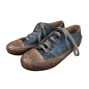 Candace Cooper Womens Metallic Blue Low Top Sneaker Shoes Size 8 Italy